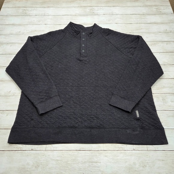 Eddie Bauer Other - Eddie Bauer Quilted Mock Neck Pullover Mens XXL Gray Snap Button Sweatshirt